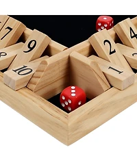 Pacific Shore Games 4 Player Shut the Box Dice Board Game with Natural Wood - 12 in.