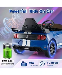 Gymax 12V Kids Ride on Car Licensed Ford Mustang Shelby GT500 w/ Remote Control