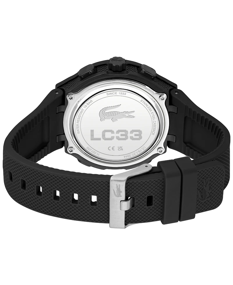 Lacoste Men's LC33 Black Silicone Strap Watch, 44.8mm