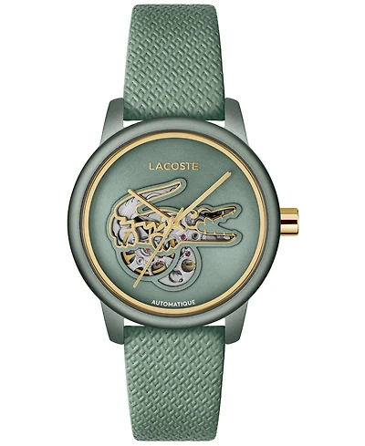 Lacoste Women's Automatic Green Leather Strap Watch, 38mm