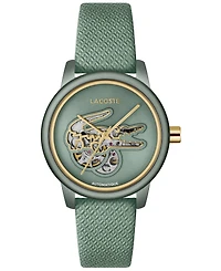 Lacoste Women's Automatic Green Leather Strap Watch, 38mm