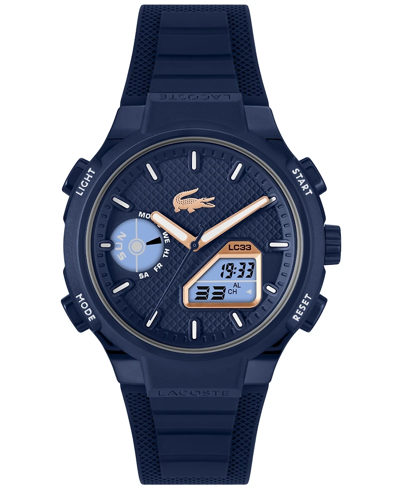 Lacoste Men's LC33 Midnight Navy Silicone Strap Watch, 44.8mm