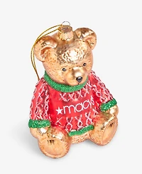 Holiday Lane Macy's Glass Glittered Bear Ornament, Macy's Exclusive