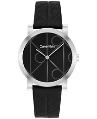 Calvin Klein Women's Ck Monogram Black Leather Strap Watch 32mm