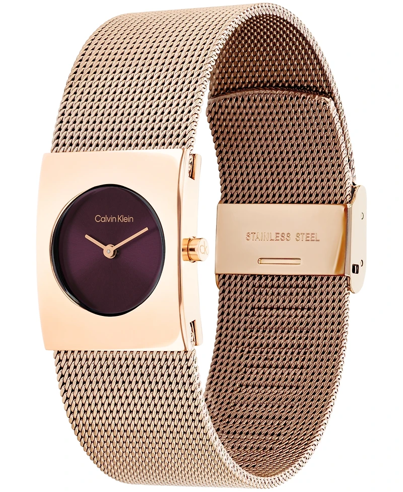 Calvin Klein Women's Ck Pulse Rose Gold Tone Stainless Steel Mesh Bracelet Watch 21.5mm
