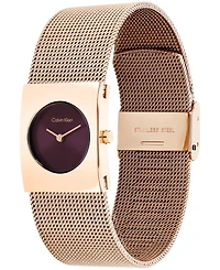 Calvin Klein Women's Ck Pulse Rose Gold Tone Stainless Steel Mesh Bracelet Watch 21.5mm
