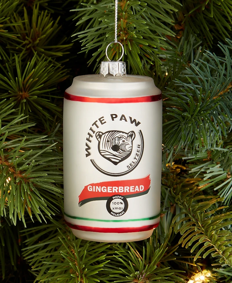 Holiday Lane Foodie and Spirits White Paw Can with Bear Ornament, Created for Macy's