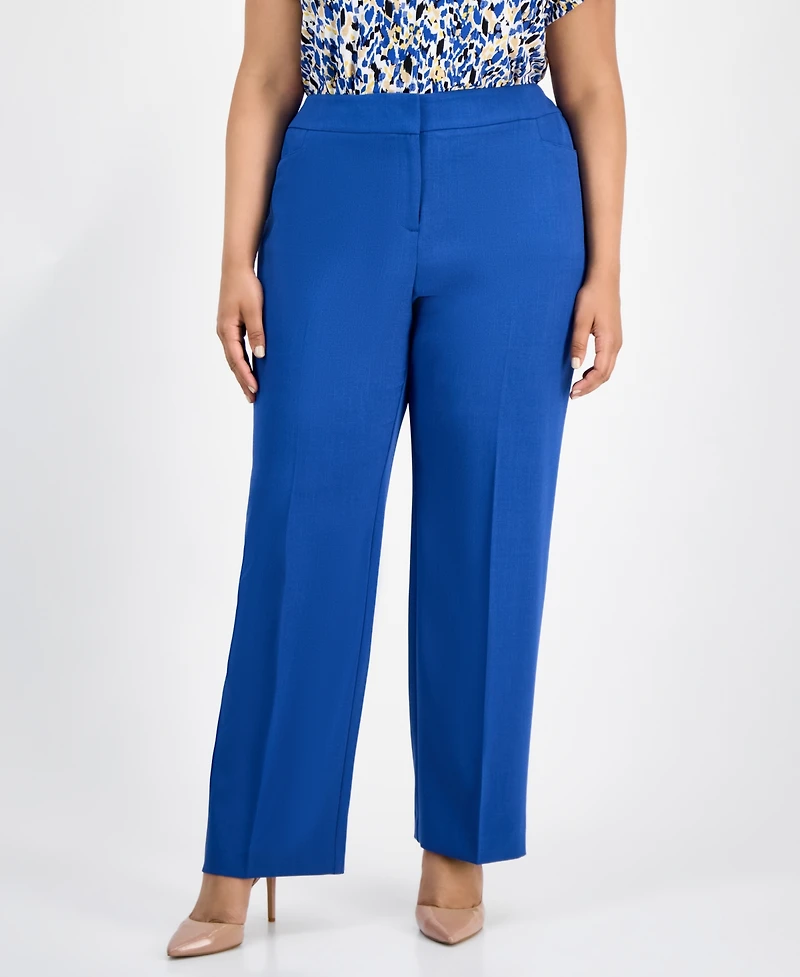 Kasper Plus Straight-Leg Pants