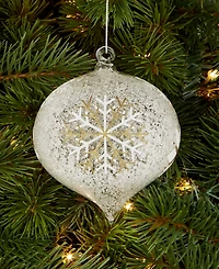 Holiday Lane Iced Delight Glass Snowflake Onion Ornament, Macy's Exclusive