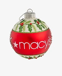 Holiday Lane Macy's 2025 Glass Holly Ball Ornament, Macy's Exclusive