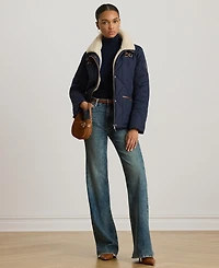 Lauren Ralph Women's Faux-Fur-Collar Diamond Quilted Jacket