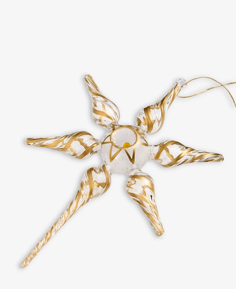 Holiday Lane Blessed Glass Gold-Tone Striped Finial Ornament, Macy's Exclusive