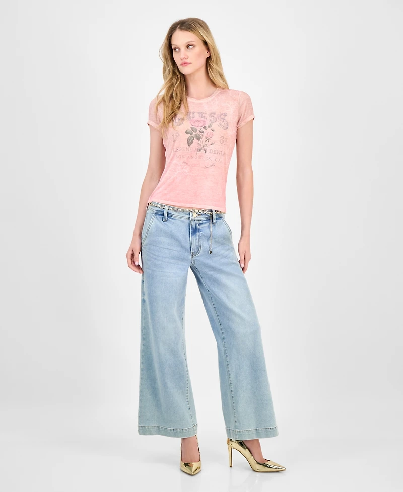 Guess Women's Roses Graphic-Print T-Shirt