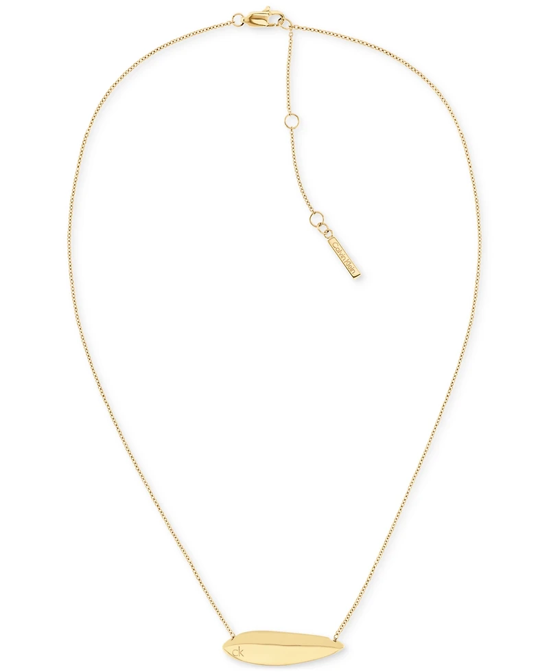Calvin Klein Logo-Etched Sculpted Pendant Necklace, 16" + 2" extender