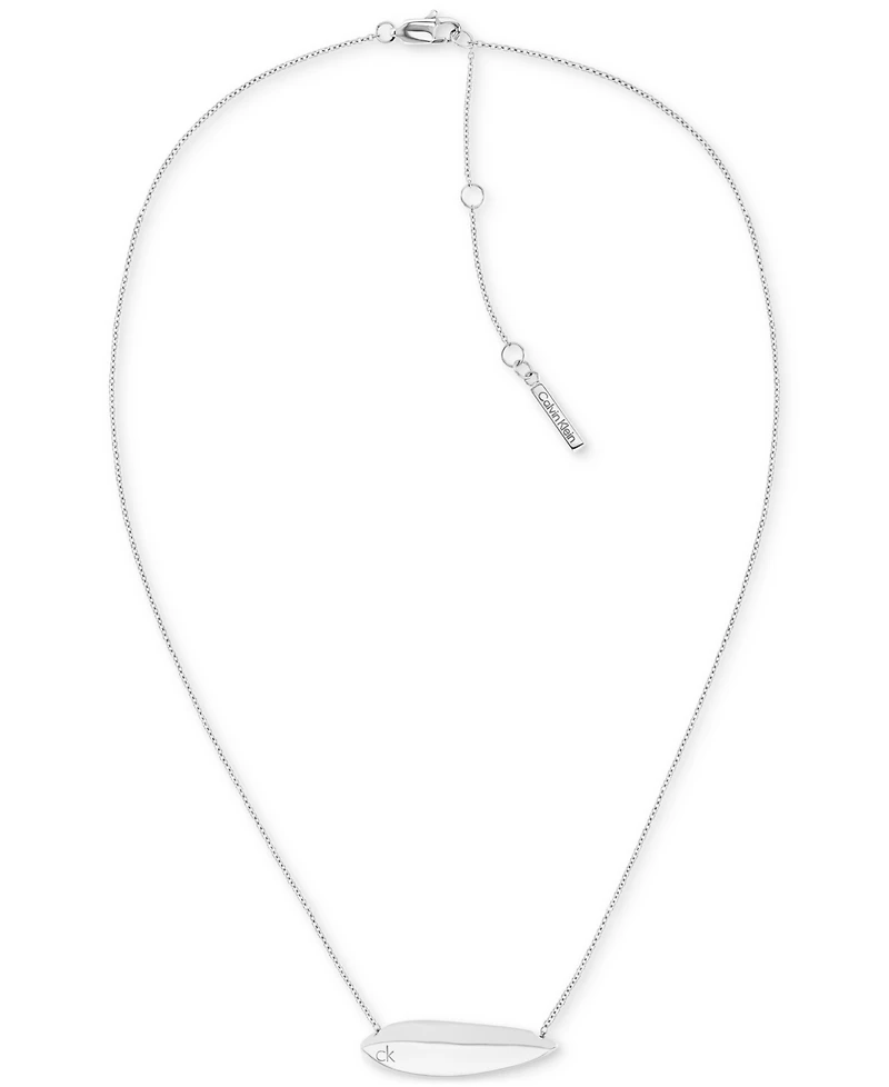 Calvin Klein Logo-Etched Sculpted Pendant Necklace, 16" + 2" extender
