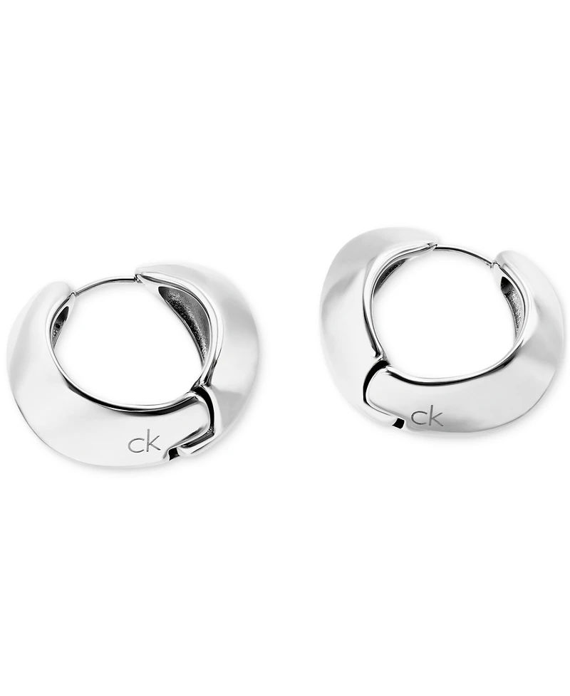 Calvin Klein Small Logo-Etched Sculpted Hoop Earrings, 0.91"