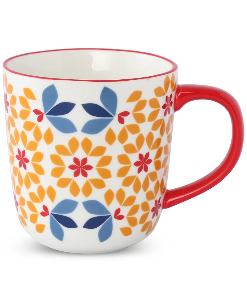 Lorren Home Trends Geo Floral Mugs, Assorted Set of 4