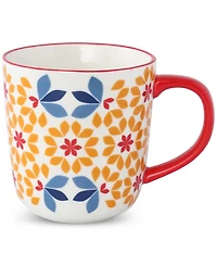 Lorren Home Trends Geo Floral Mugs, Assorted Set of 4