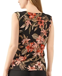 Kasper Women's Floral Raglan Cap-Sleeve V-Neck Blouse