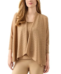 Kasper Women's Herringbone High-Low 3/4-Sleeve Cardigan