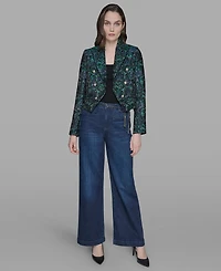 Karl Lagerfeld Paris Petite Jacquard Open-Front Jacket