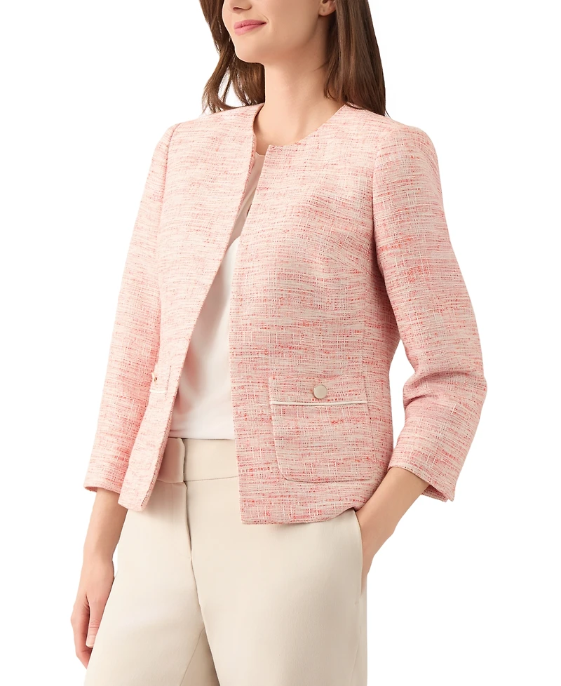 Kasper Women's Tweed Collarless Open-Front Jacket