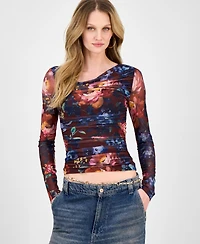 Guess Women's Bernardette Asymmetrical-Neck Long-Sleeve Top