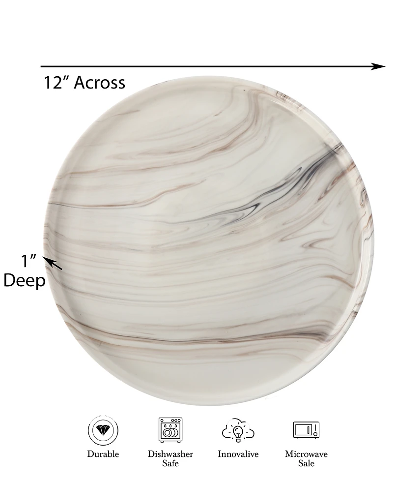 Lorren Home Trends Shiny Marble Pattern Round Serving Platter