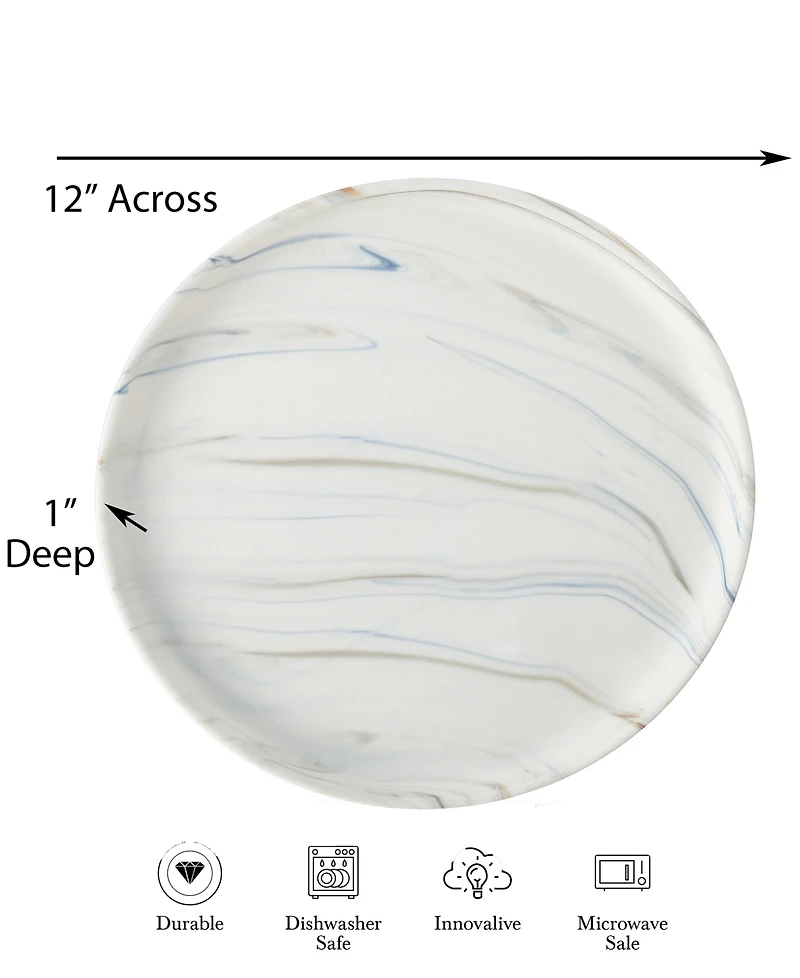 Lorren Home Trends Matte Marble Pattern Serving Platter