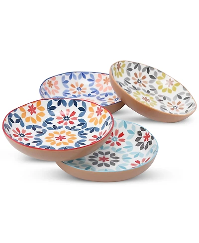 Lorren Home Trends Geo Floral Pasta Bowls, Assorted Set of 4