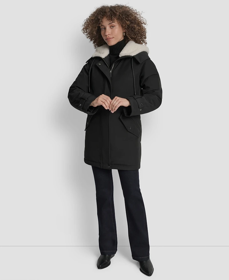 Dkny Women's Faux-Fur-Lined Hooded Softshell Coat