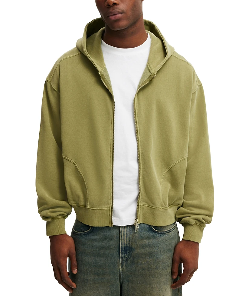 Cotton On Men's Cropped Zip Up Hoodie