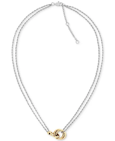 Tommy Hilfiger Two-Tone Nautical Knot Pendant Necklace, 16" + 2" extender