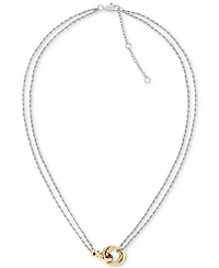 Tommy Hilfiger Two-Tone Nautical Knot Pendant Necklace, 16" + 2" extender