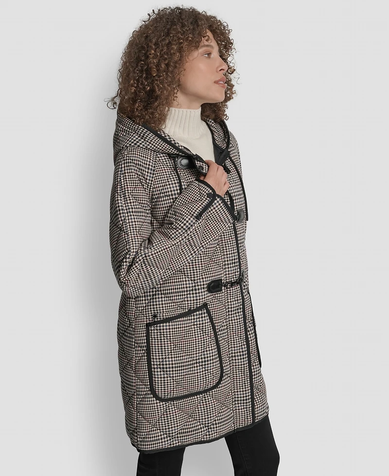 Dkny Women's Hooded Toggle Quilted Coat