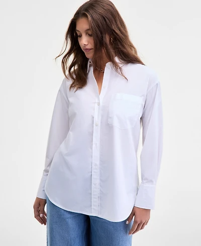 On 34th Women's Cotton Poplin Relaxed Shirt, Macy's Exclusive