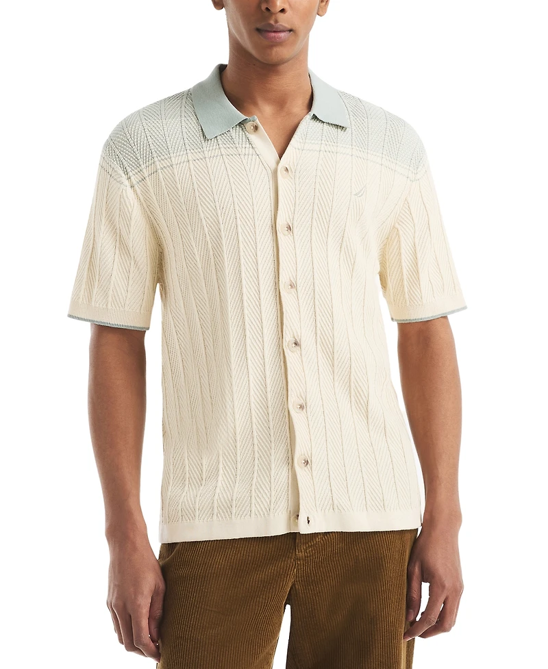 Nautica Men's Short Sleeve Button-Front Sweater
