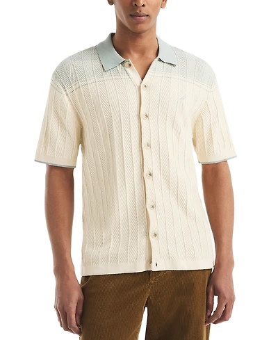 Nautica Men's Short Sleeve Button-Front Sweater