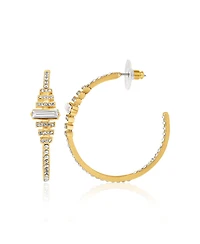 BCBGeneration Crystal Baguette Hoop Earrings