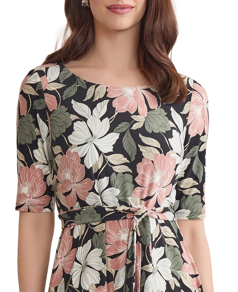 Kasper Women's Printed Elbow-Sleeve Midi Dress, Regular & Petite