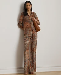 Lauren Ralph Women's Paisley Crepe Wide-Leg Pants