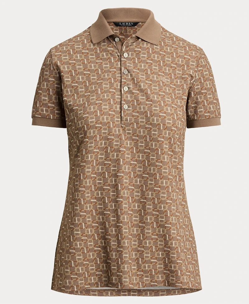 Lauren Ralph Women's Geo-Print Stretch Pique Polo Shirt