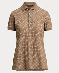 Lauren Ralph Women's Geo-Print Stretch Pique Polo Shirt