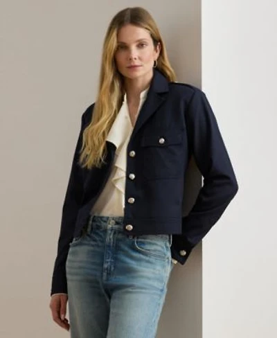 Lauren Ralph Lauren Womens Cropped Wool Blend Twill Jacket 0p 18