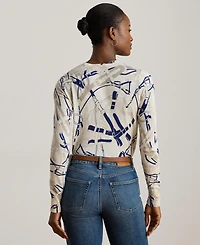 Lauren Ralph Women's Belting-Print Cotton-Blend Sweater