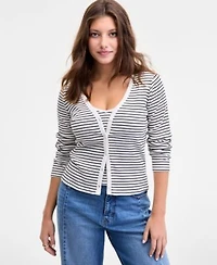 On 34th Womens Ribbed Striped Cardigan V Neck Tank Cropped Barrel Jeans Macys Exclusive