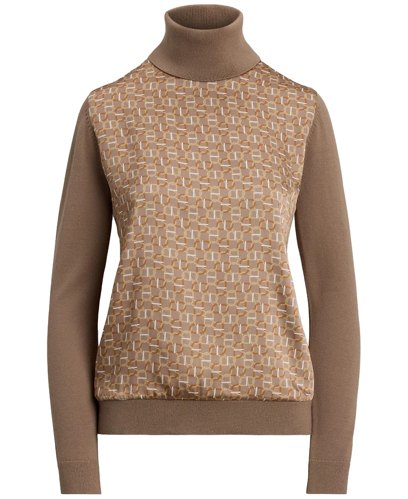Lauren Ralph Women's Geo-Print Wool-Blend Turtleneck Sweater