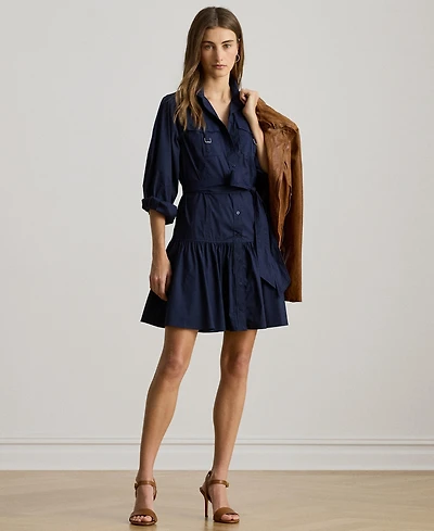 Lauren Ralph Women's Buckle-Trim Cotton-Blend Dress