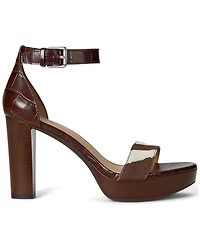 Lauren Ralph Women's Sylvia Zebra-Print-Trim Embossed Dress Sandals