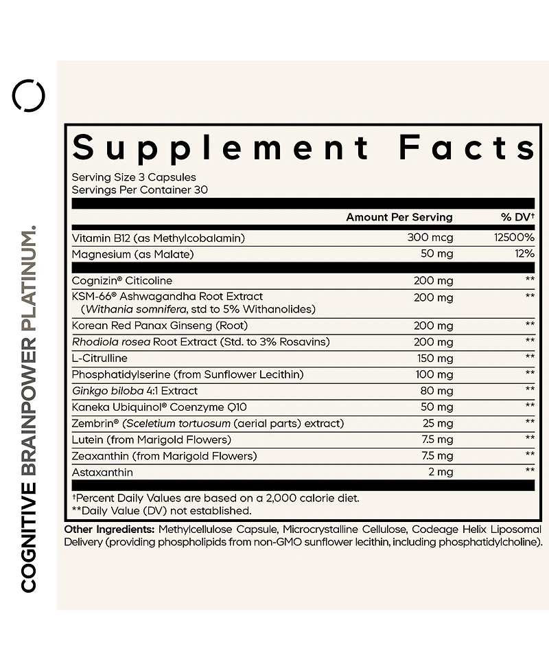 Codeage Cognitive Brainpower Platinum Supplement